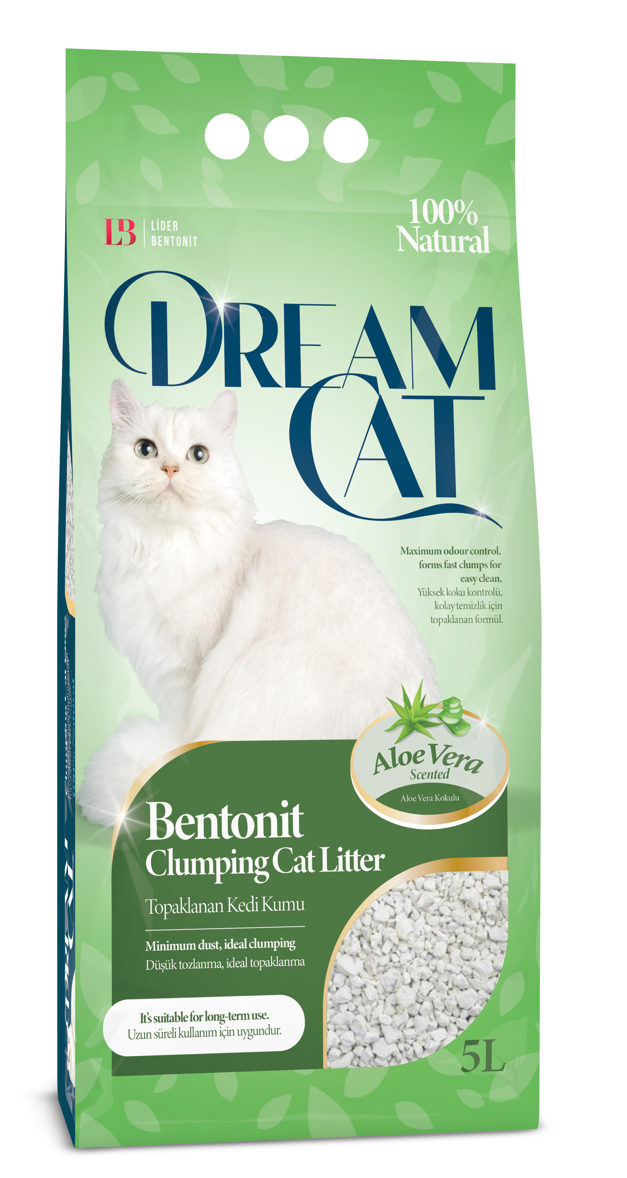 Dream Cat Areia Aglomerante 100% Bentonita - Aloe Vera