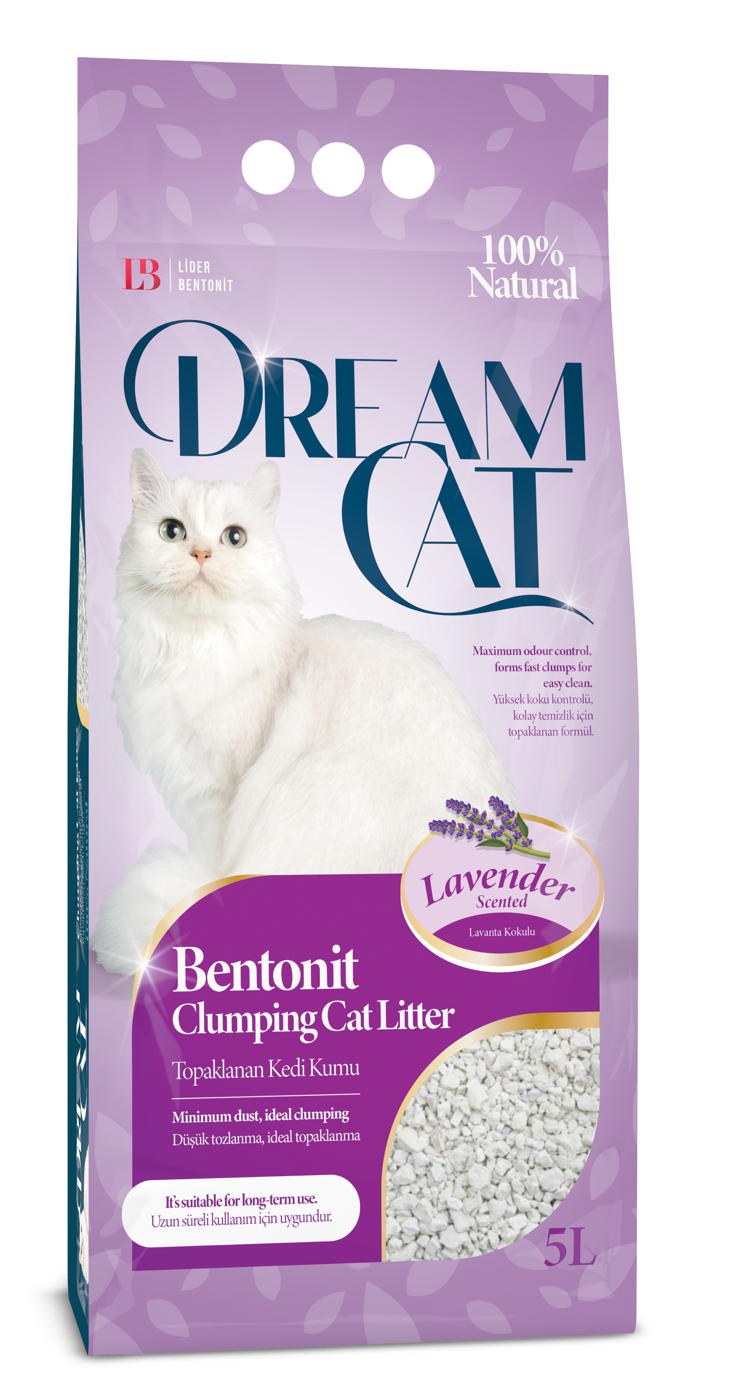 Dream Cat Areia Aglomerante 100% Bentonita - Lavanda