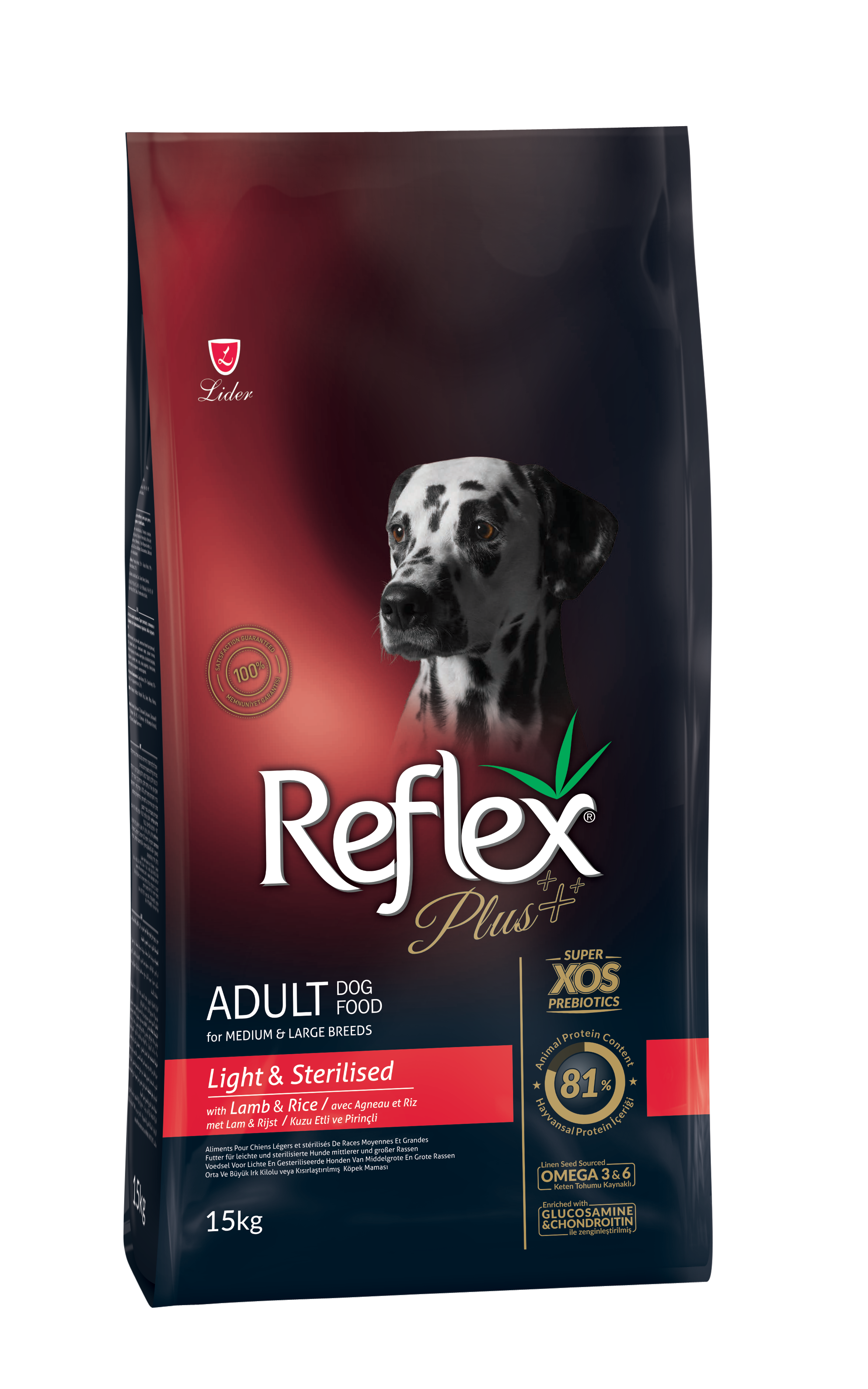Reflex Plus Cão Adulto esterilizado - Médio/Grande - Cordeiro&Arroz